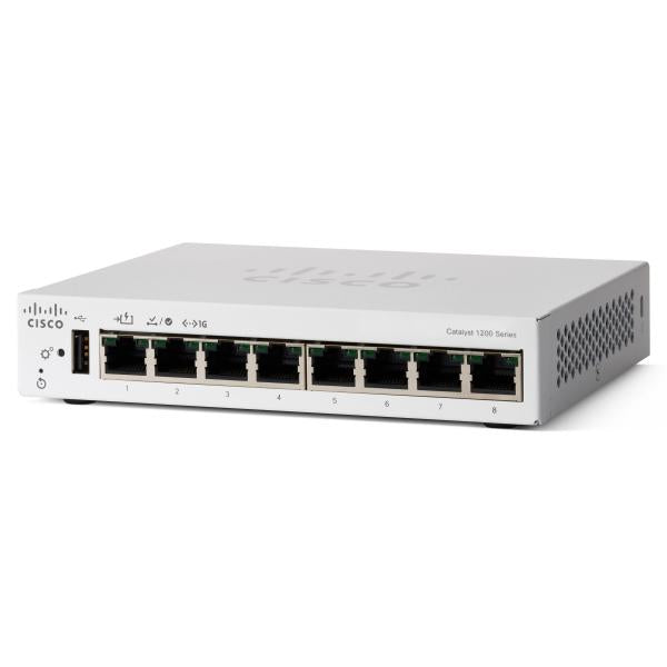 Cisco C1200-8T-D switch di rete Gestito L2/L3 Gigabit Ethernet [10/100/1000] Bianco (Cisco Catalyst 1200-8T-D - Switch - Gigabit Ethernet - L3 - smart - 8 x 10/100/1000 - desktop - PoE [67 W])Cisco0889728521802C1200-8T-D