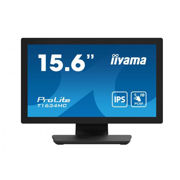Iiyama ProLite T1634MC-B1S Monitor PC 39,6 cm [15.6] 1920 x 1080 Pixel Full HD LED Touch screen Nero (15,6 PCAP Bezel Free - Front,10P - Touch,1920x1080,VGA,DP,HDMI, 405cd/m?,USB,External PSU,Multitouch[with OS] - Warranty: 36M)Iiyama4948570122110T16...