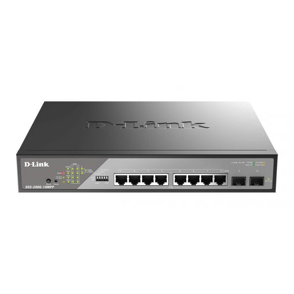 D-Link DSS-200G-10MPP/B switch di rete Gestito L2 Gigabit Ethernet [10/100/1000] Supporto Power over Ethernet [PoE] 1U Grigio (D-Link DSS 200G-10MPP - Switch - Managed - 8 x 10/100/1000 [PoE++] + 2 x Gigabit SFP - rack-mountable - PoE++ [242 W])D-lin...