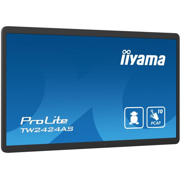 Iiyama TW2424AS-B1 visualizzatore di messaggi Pannello piatto per segnaletica digitale 60,5 cm [23.8] Wi-Fi 250 cd/m 4K Ultra HD Nero Touch screen Processore integrato Android 24/7 (23.8IN PCAP ANDROID 12 IPS - PANEL 1920X1080 24/7 250CD/M 100)Iiyama...