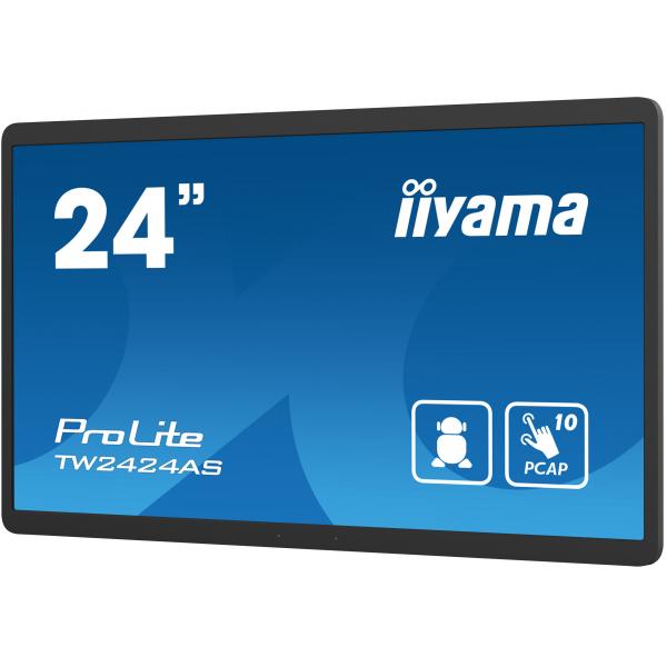 Iiyama TW2424AS-B1 visualizzatore di messaggi Pannello piatto per segnaletica digitale 60,5 cm [23.8] Wi-Fi 250 cd/m 4K Ultra HD Nero Touch screen Processore integrato Android 24/7 (iiyama TW2424AS-B1 Signage Display Digital signage flat panel 60.5 c...