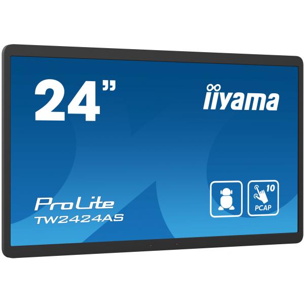 Iiyama TW2424AS-B1 visualizzatore di messaggi Pannello piatto per segnaletica digitale 60,5 cm [23.8] Wi-Fi 250 cd/m 4K Ultra HD Nero Touch screen Processore integrato Android 24/7 (iiyama TW2424AS-B1 Signage Display Digital signage flat panel 60.5 c...