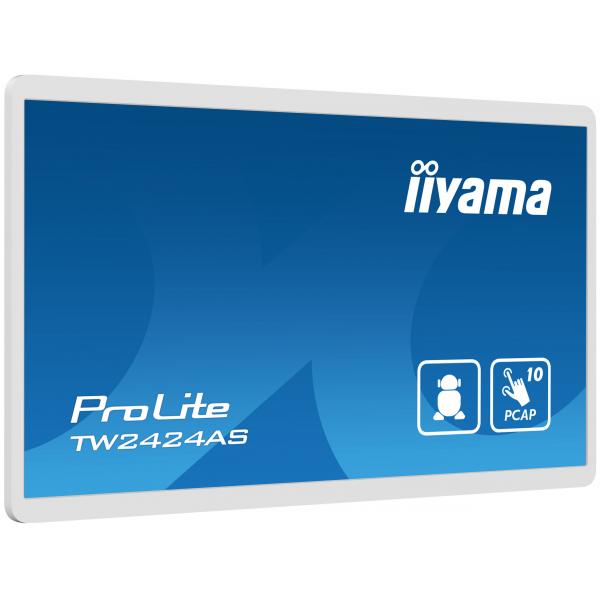Iiyama TW2424AS-W1 visualizzatore di messaggi Pannello piatto per segnaletica digitale 60,5 cm [23.8] Wi-Fi 250 cd/m 4K Ultra HD Nero Touch screen Processore integrato Android 24/7 (24 ProLite TW2424AS-W1 Monitor - 24 White Touchscreen Monitor Full H...