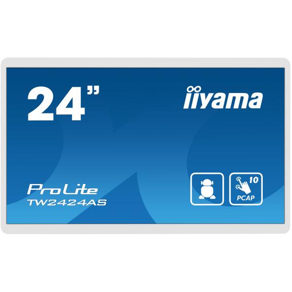 Iiyama TW2424AS-W1 visualizzatore di messaggi Pannello piatto per segnaletica digitale 60,5 cm [23.8] Wi-Fi 250 cd/m 4K Ultra HD Nero Touch screen Processore integrato Android 24/7 (23.8IN PCAP ANDROID 12 IPS - PANEL 1920X1080 24/7 250CD/M 100)Iiyama...