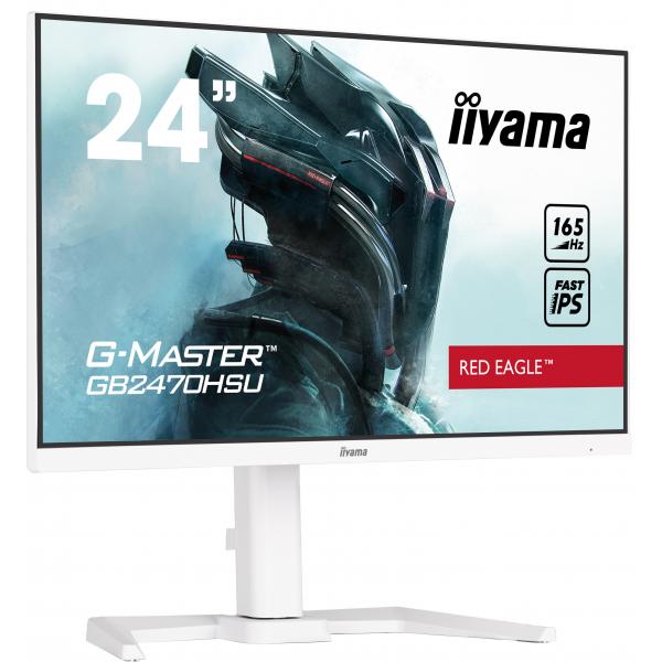 Iiyama GB2470HSU-W5 Monitor PC 58,4 cm [23] 1920 x 1080 Pixel Full HD LED Bianco (iiyama G-MASTER GB2470HSU-B5 Red Eagle 23.8 inch IPS Monitor, Full HD, 0.8ms, HDMI, DisplayPort, USB Hub, Freesync, 165Hz, Speakers, Internal PSU, Height Adjustable, Pi...