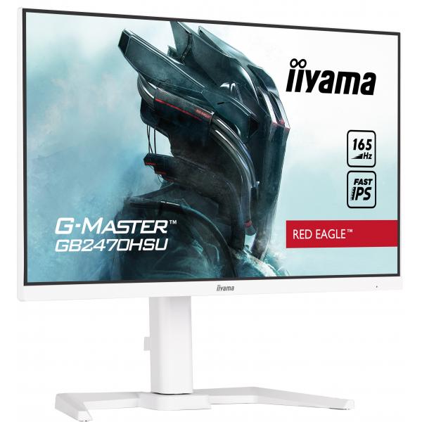 Iiyama GB2470HSU-W5 Monitor PC 58,4 cm [23] 1920 x 1080 Pixel Full HD LED Bianco (iiyama G-MASTER GB2470HSU-B5 Red Eagle 23.8 inch IPS Monitor, Full HD, 0.8ms, HDMI, DisplayPort, USB Hub, Freesync, 165Hz, Speakers, Internal PSU, Height Adjustable, Pi...