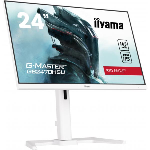 Iiyama GB2470HSU-W5 Monitor PC 58,4 cm [23] 1920 x 1080 Pixel Full HD LED Bianco (iiyama G-MASTER GB2470HSU-B5 Red Eagle 23.8 inch IPS Monitor, Full HD, 0.8ms, HDMI, DisplayPort, USB Hub, Freesync, 165Hz, Speakers, Internal PSU, Height Adjustable, Pi...