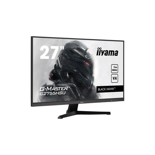 Iiyama G-MASTER G2755HSU-B1 Monitor PC 68,6 cm [27] 1920 x 1080 Pixel Full HD Nero (iiyama G-MASTER Black Hawk G2755HSU-B1 - LED monitor - 27 - 1920 x 1080 Full HD [1080p] @ 100 Hz - VA - 250 cd/m? - 4000:1 - 1 ms - HDMI, DisplayPort - speakers - mat...