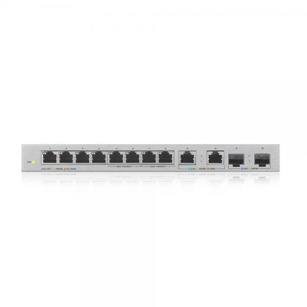 Zyxel XGS1010-12-ZZ0102F switch di rete Non gestito Gigabit Ethernet [10/100/1000] Grigio (XGS1010-12 v2 12-Port Gigabit Unmanaged Switch with 8-Port 1G + 2-Port 2.5G + 2-Port SFP+)Zyxel4718937633708XGS1010-12-ZZ0102F
