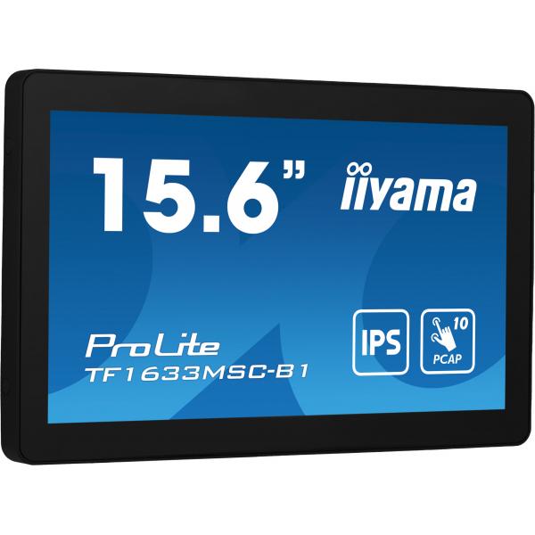 Iiyama ProLite TF1633MSC-B1 Monitor PC 39,6 cm [15.6] 1920 x 1080 Pixel Full HD Touch screen Nero (15.6 PROLITE TF1633MSC-B1 Touch Monitor - 15.6 Black LED Touchscreen Monitor DisplayPort USB and HDMI)Iiyama4948570122530TF1633MSC-B1