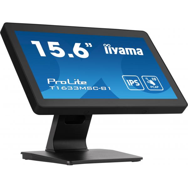 Iiyama ProLite T1633MSC-B1 Monitor PC 39,6 cm [15.6] 1920 x 1080 Pixel Full HD LCD Touch screen Nero (iiyama ProLite T1633MSC-B1 - LED monitor - 15.6 - touchscreen - 1920 x 1080 Full HD [1080p] @ 60 Hz - IPS - 450 cd/m? - 1000:1 - 5 ms - HDMI, Displa...
