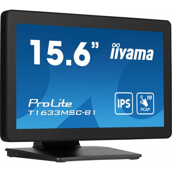 Iiyama ProLite T1633MSC-B1 Monitor PC 39,6 cm [15.6] 1920 x 1080 Pixel Full HD LCD Touch screen Nero (iiyama ProLite T1633MSC-B1 - LED monitor - 15.6 - touchscreen - 1920 x 1080 Full HD [1080p] @ 60 Hz - IPS - 450 cd/m? - 1000:1 - 5 ms - HDMI, Displa...