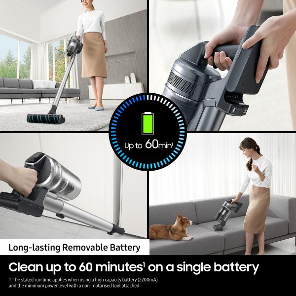 Samsung VS20B75AGR1 Aspirapolvere a bastone 2 in 1 Batteria Secco Senza sacchetto 550 W Nero, Cromo, Colore menta, Colore foglia di tè (JET 75E PET)SamsungVS20B75AGR1/EU