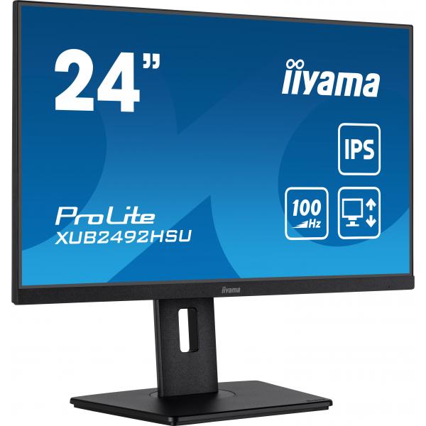Iiyama XUB2492HSU-B6 Monitor PC 60,5 cm [23.8] 1920 x 1080 Pixel Full HD LED Nero (iiyama ProLite XUB2492HSU-B6 - Monitor a LED - 24 [23.8 visualizzabile] - 1920 x 1080 Full HD [1080p] @ 100 Hz - IPS - 250 cd/m? - 1300:1 - 0.4 ms - HDMI, DisplayPort ...