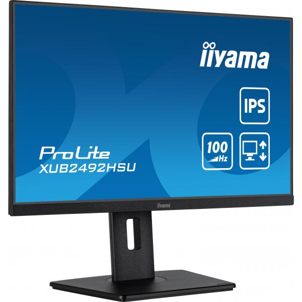 Iiyama XUB2492HSU-B6 Monitor PC 60,5 cm [23.8] 1920 x 1080 Pixel Full HD LED Nero (iiyama ProLite XUB2492HSU-B6 - Monitor a LED - 24 [23.8 visualizzabile] - 1920 x 1080 Full HD [1080p] @ 100 Hz - IPS - 250 cd/m? - 1300:1 - 0.4 ms - HDMI, DisplayPort ...