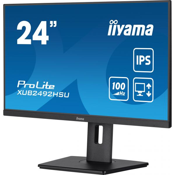 Iiyama XUB2492HSU-B6 Monitor PC 60,5 cm [23.8] 1920 x 1080 Pixel Full HD LED Nero (iiyama ProLite XUB2492HSU-B6 - Monitor a LED - 24 [23.8 visualizzabile] - 1920 x 1080 Full HD [1080p] @ 100 Hz - IPS - 250 cd/m? - 1300:1 - 0.4 ms - HDMI, DisplayPort ...