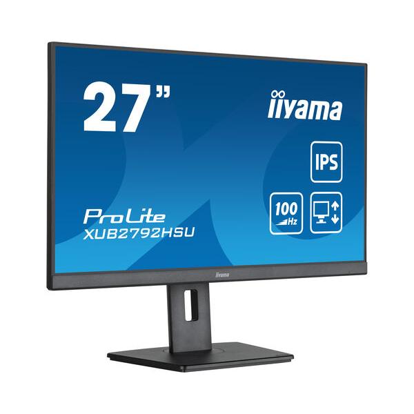 Iiyama XUB2792HSU-B6 Monitor PC 68,6 cm [27] 1920 x 1080 Pixel Full HD LED Nero (iiyama ProLite XUB2792HSU-B6 - Monitor a LED - 27 - 1920 x 1080 Full HD [1080p] @ 100 Hz - IPS - 250 cd/m? - 1300:1 - 0.4 ms - HDMI, DisplayPort - altoparlanti - nero op...
