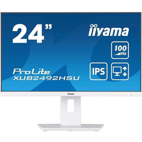 Iiyama XUB2492HSU-W6 Monitor PC 60,5 cm [23.8] 1920 x 1080 Pixel Full HD LED Bianco (iiyama 24 Inch IPS Monitor XUB2492HSU-W6, Height Adjustable, Full HD, 100Hz, 0.4ms, FreeSync, HDMI, Display Port, USB Hub, White)Iiyama4948570123346XUB2492HSU-W6