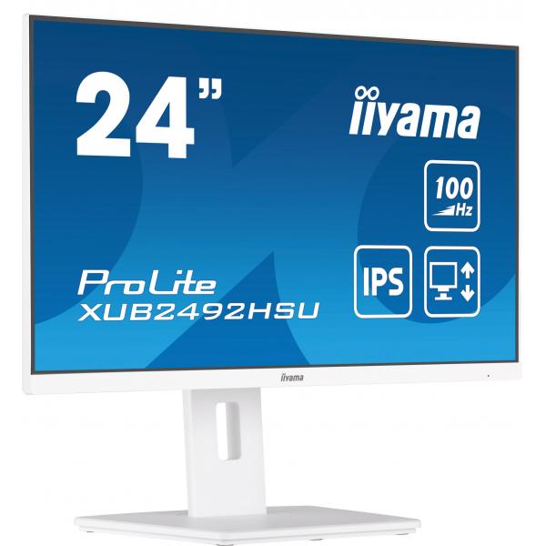 Iiyama XUB2492HSU-W6 Monitor PC 60,5 cm [23.8] 1920 x 1080 Pixel Full HD LED Bianco (iiyama 24 Inch IPS Monitor XUB2492HSU-W6, Height Adjustable, Full HD, 100Hz, 0.4ms, FreeSync, HDMI, Display Port, USB Hub, White)Iiyama4948570123346XUB2492HSU-W6