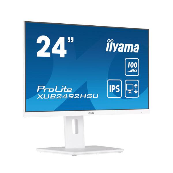 Iiyama XUB2492HSU-W6 Monitor PC 60,5 cm [23.8] 1920 x 1080 Pixel Full HD LED Bianco (iiyama ProLite XUB2492HSU-W6 - Monitor a LED - 24 [23.8 visualizzabile] - 1920 x 1080 Full HD [1080p] @ 100 Hz - IPS - 250 cd/m? - 1300:1 - 0.4 ms - HDMI, DisplayPor...