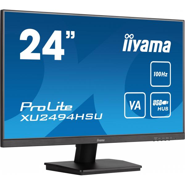 Iiyama ProLite Monitor PC 60,5 cm [23.8] 1920 x 1080 Pixel Full HD LED Nero (iiyama ProLite XU2494HSU-B6 - Monitor a LED - 24 [23.8 visualizzabile] - 1920 x 1080 Full HD [1080p] @ 100 Hz - VA - 250 cd/m - 4000:1 - 1 ms - HDMI, DisplayPort - altoparla...