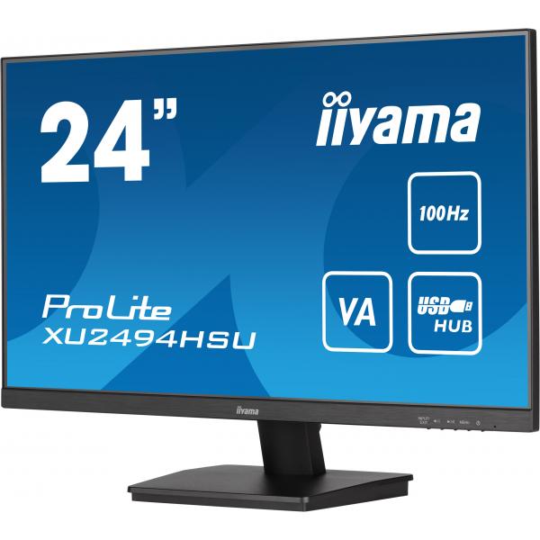 Iiyama ProLite Monitor PC 60,5 cm [23.8] 1920 x 1080 Pixel Full HD LED Nero (iiyama ProLite XU2494HSU-B6 - Monitor a LED - 24 [23.8 visualizzabile] - 1920 x 1080 Full HD [1080p] @ 100 Hz - VA - 250 cd/m - 4000:1 - 1 ms - HDMI, DisplayPort - altoparla...