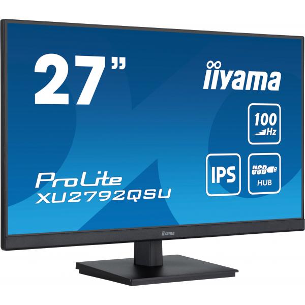 Iiyama ProLite Monitor PC 68,6 cm [27] 2560 x 1440 Pixel Quad HD LED Nero (27 PROLITE XU2792QSU-B6 IPS Monitor - 27 Black IPS LED Monitor WQHD DisplayPort USB and HDMI)IiyamaXU2792QSU-B6
