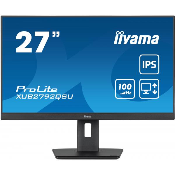 Iiyama ProLite XUB2792QSU-B6 Monitor PC 68,6 cm [27] 2560 x 1440 Pixel Quad HD LED Nero (iiyama ProLite XUB2792QSU-B6 - Monitor a LED - 27 - 2560 x 1440 WQHD @ 100 Hz - IPS - 250 cd/m? - 1300:1 - 0.4 ms - HDMI, DisplayPort - altoparlanti - nero opaco...