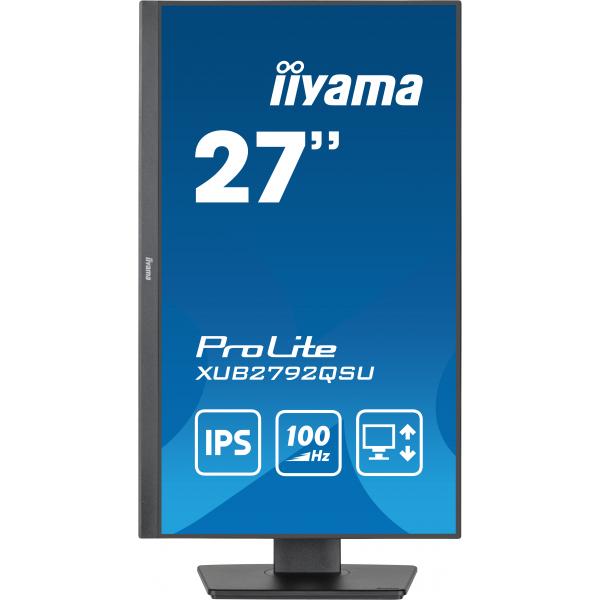 Iiyama ProLite XUB2792QSU-B6 Monitor PC 68,6 cm [27] 2560 x 1440 Pixel Full HD LED Nero (iiyama ProLite XUB2792QSU-B6 - Monitor a LED - 27 - 2560 x 1440 WQHD @ 100 Hz - IPS - 250 cd/m? - 1300:1 - 0.4 ms - HDMI, DisplayPort - altoparlanti - nero opaco...