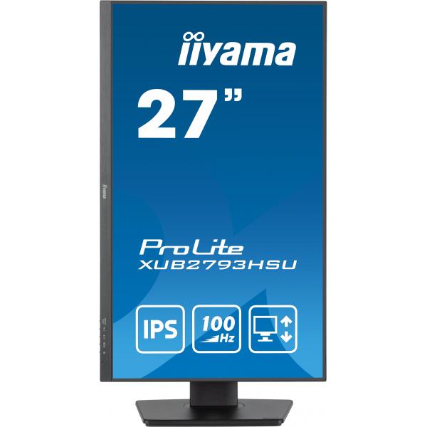 Iiyama ProLite Monitor PC 68,6 cm [27] 1920 x 1080 Pixel Full HD LED Nero (iiyama ProLite XUB2793HSU-B6 - Monitor a LED - 27 - 1920 x 1080 Full HD [1080p] @ 100 Hz - IPS - 250 cd/m? - 1000:1 - 1 ms - HDMI, DisplayPort - altoparlanti - nero opaco)Iiya...