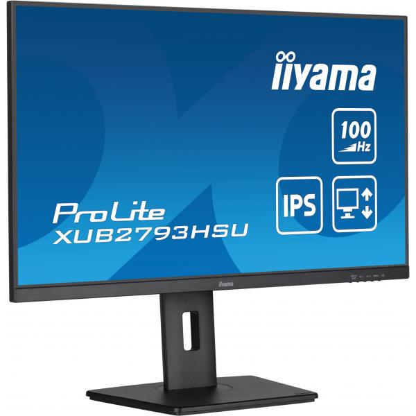 Iiyama ProLite Monitor PC 68,6 cm [27] 1920 x 1080 Pixel Full HD LED Nero (iiyama ProLite XUB2793HSU-B6 - Monitor a LED - 27 - 1920 x 1080 Full HD [1080p] @ 100 Hz - IPS - 250 cd/m? - 1000:1 - 1 ms - HDMI, DisplayPort - altoparlanti - nero opaco)Iiya...