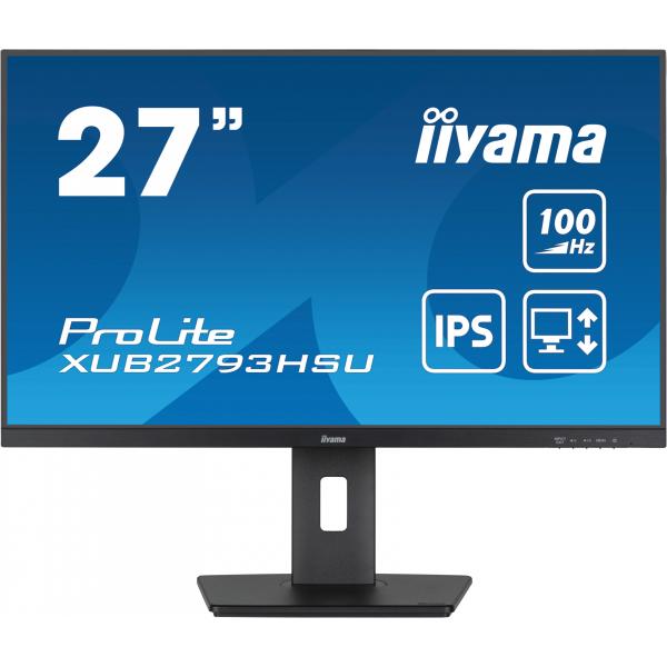 Iiyama ProLite Monitor PC 68,6 cm [27] 1920 x 1080 Pixel Full HD LED Nero (iiyama ProLite XUB2793HSU-B6 - Monitor a LED - 27 - 1920 x 1080 Full HD [1080p] @ 100 Hz - IPS - 250 cd/m? - 1000:1 - 1 ms - HDMI, DisplayPort - altoparlanti - nero opaco)Iiya...