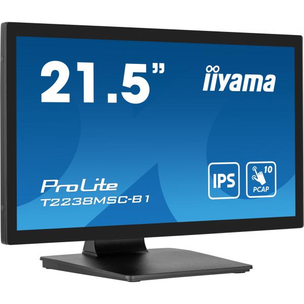 Iiyama ProLite T2238MSC-B1 Monitor PC 54,6 cm [21.5] 1920 x 1080 Pixel Full HD LED Touch screen Nero (21.5 T2238MSC-B1 Touch Monitor - 21.5 Black LED Touchscreen Monitor Full HD DisplayPort USB and HDMI)Iiyama4948570122899T2238MSC-B1