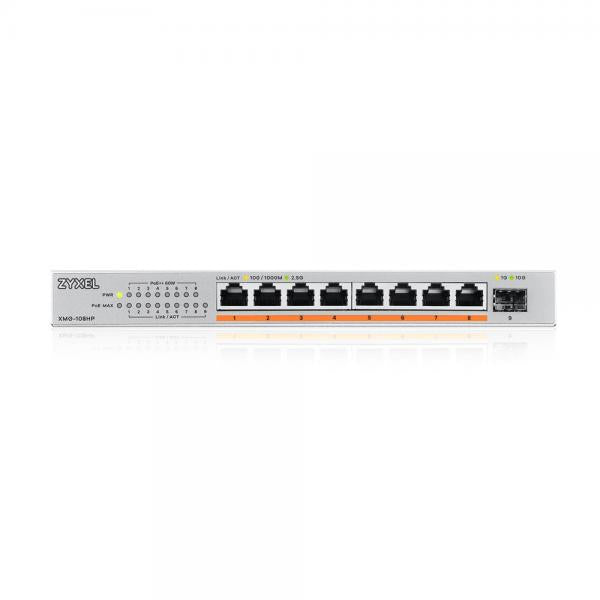 Zyxel XMG-108HP Non gestito 2.5G Ethernet [100/1000/2500] Supporto Power over Ethernet [PoE] (XMG-108 8 Ports 2,5G + 1 SFP+, 8 ports 100W total PoE++ Desktop MultiGig unmanaged Switch)Zyxel4718937633036XMG-108HP-GB0101F