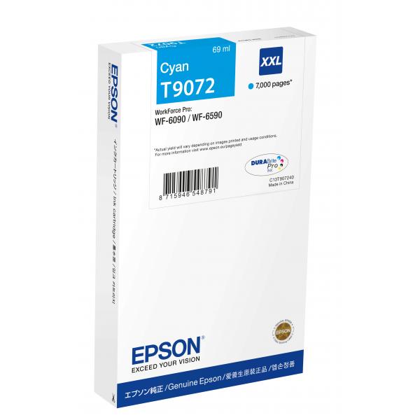 Epson WF-6xxx Ink Cartridge Cyan XXL (Epson T9072 - 69 ml - misura XXL - ciano - originale - scatola - cartuccia d'inchiostro - per WorkForce Pro WF-6090, WF-6590)Epson8715946726960C13T90724N