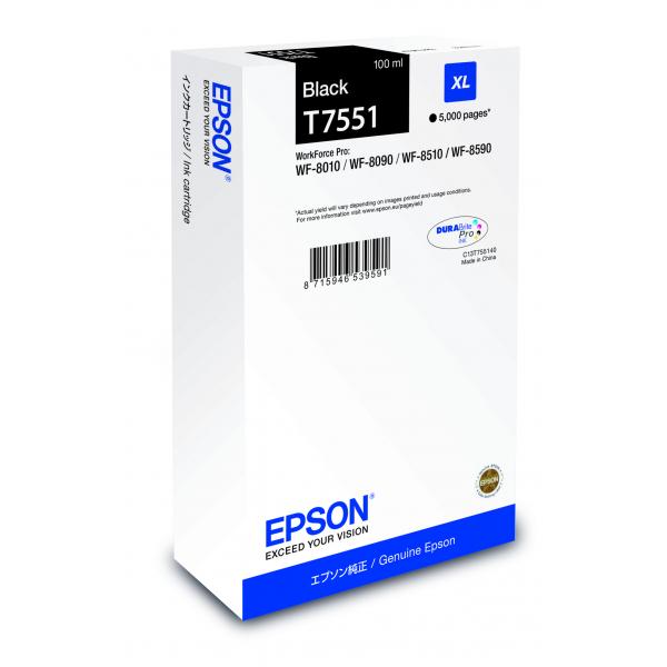 Epson C13T75514N cartuccia d'inchiostro 1 pz Originale Resa elevata [XL] Nero (EPSON WF 8000 SERIES BLACK INK CARTRIDGE XL 5000 PAGES L)Epson8715946726878C13T75514N