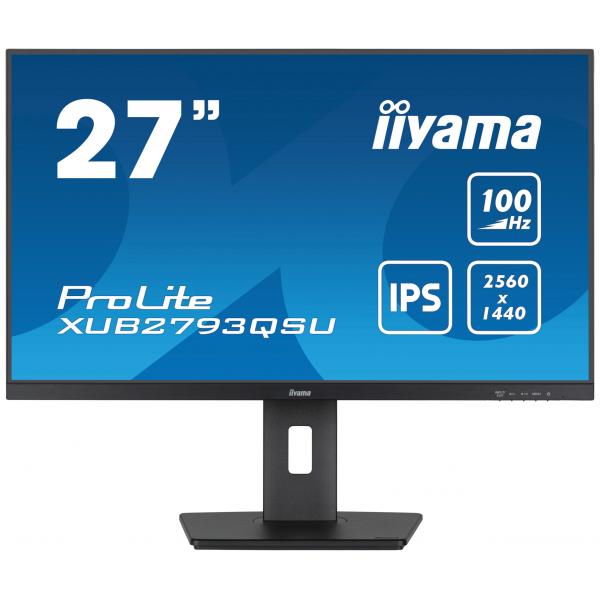 Iiyama ProLite XUB2793QSU-B6 LED display 68,6 cm [27] 2560 x 1440 Pixel Quad HD Nero (iiyama ProLite XUB2793QSU-B6 - Monitor a LED - 27 - 2560 x 1440 QHD @ 100 Hz - IPS - 250 cd/m? - 1300:1 - 1 ms - HDMI, DisplayPort - altoparlanti - nero, opaco)Iiya...