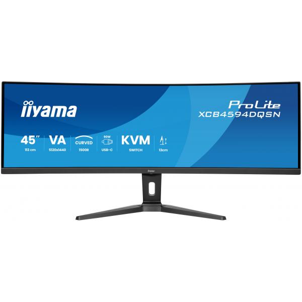 Iiyama G-MASTER 45LCD Curved Bus. UWQHD Monitor PC 113 cm [44.5] 5120 x 1440 Pixel Dual QHD LED Nero (iiyama ProLite XCB4594DQSN-B1 - Monitor a LED - curvato - 44.5 - 5120 x 1440 Dual Quad HD @ 165 Hz - VA - 450 cd/m - 3000:1 - 0.8 ms - 2xHDMI, Displ...