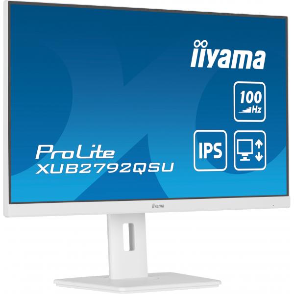 Iiyama ProLite XUB2792QSU-W6 Monitor PC 68,6 cm [27] 2560 x 1440 Pixel Quad HD LED Bianco (27 PROLITE XUB2792QSU-W6 WQHD IPS Monitor - 27 White LED Monitor WQHD Height Adjustable DisplayPort USB and HDMI)IiyamaXUB2792QSU-W6