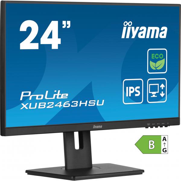 Iiyama ProLite XUB2463HSU-B1 Monitor PC 61 cm [24] 1920 x 1080 Pixel Full HD LED Nero (iiyama ProLite XUB2463HSU-B1 - Monitor a LED - 24 [23.8 visualizzabile] - 1920 x 1080 Full HD [1080p] @ 100 Hz - IPS - 250 cd/m? - 1300:1 - 3 ms - HDMI, DisplayPor...