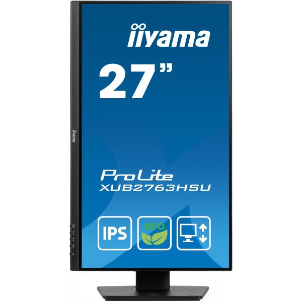 Iiyama ProLite XUB2763HSU-B1 Monitor PC 68,6 cm [27] 1920 x 1080 Pixel Full HD LED Nero (iiyama ProLite XUB2763HSU-B1 - Monitor a LED - 27 - 1920 x 1080 Full HD [1080p] @ 100 Hz - IPS - 250 cd/m? - 1300:1 - 3 ms - HDMI, DisplayPort - altoparlanti - n...