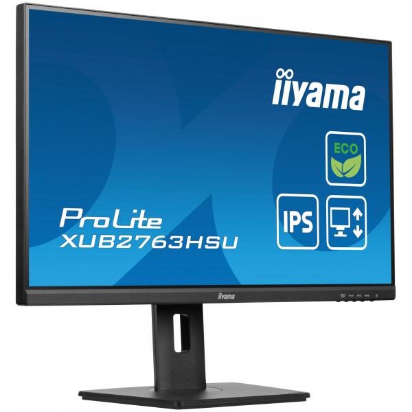 Iiyama ProLite XUB2763HSU-B1 Monitor PC 68,6 cm [27] 1920 x 1080 Pixel Full HD LED Nero (iiyama ProLite XUB2763HSU-B1 - Monitor a LED - 27 - 1920 x 1080 Full HD [1080p] @ 100 Hz - IPS - 250 cd/m? - 1300:1 - 3 ms - HDMI, DisplayPort - altoparlanti - n...