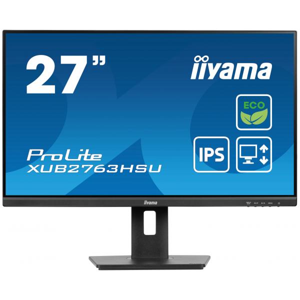 Iiyama ProLite XUB2763HSU-B1 Monitor PC 68,6 cm [27] 1920 x 1080 Pixel Full HD LED Nero (iiyama ProLite XUB2763HSU-B1 - Monitor a LED - 27 - 1920 x 1080 Full HD [1080p] @ 100 Hz - IPS - 250 cd/m? - 1300:1 - 3 ms - HDMI, DisplayPort - altoparlanti - n...