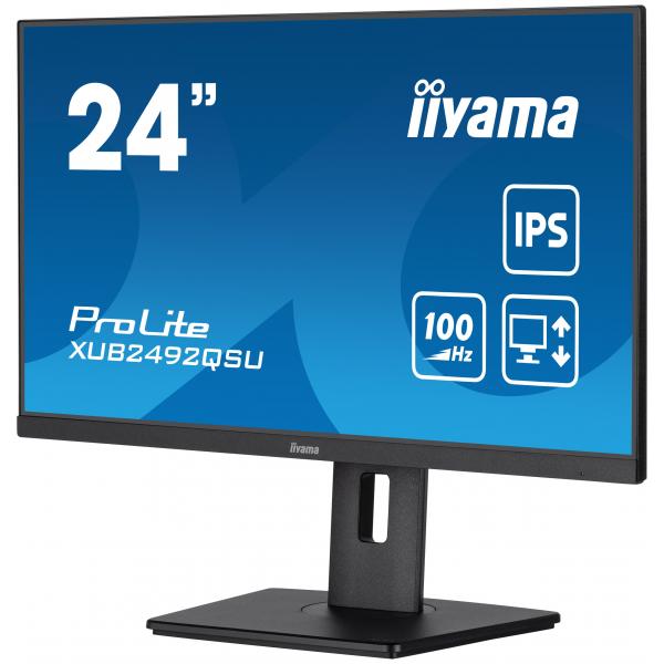Iiyama ProLite XUB2492QSU-B1 Monitor PC 60,5 cm [23.8] 2560 x 1440 Pixel Quad HD LED Nero (24 PROLITE XUB2492QSU-B1 24 WQHD IPS - 24 Black LED Monitor Full HD Height Adjustable DisplayPort USB and HDMI)Iiyama4948570123179XUB2492QSU-B1