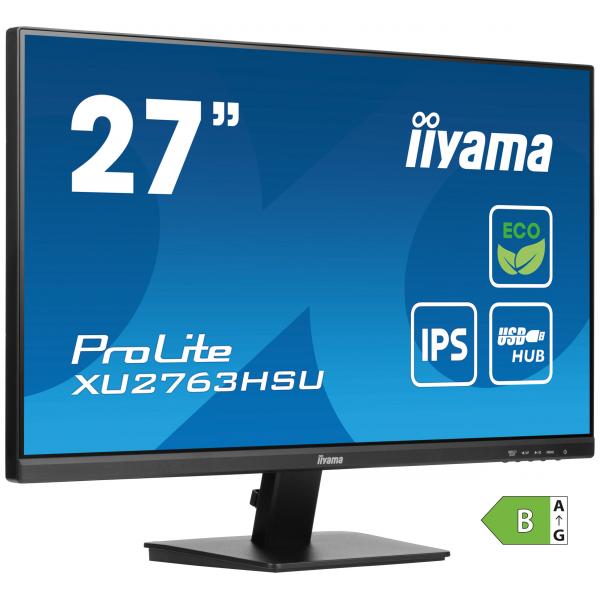 Iiyama ProLite XU2763HSU-B1 Monitor PC 68,6 cm [27] 1920 x 1080 Pixel Full HD LED Nero (iiyama PROLITE XU2763HSU-B1 27 inch IPS Monitor, Full HD, 3ms, USB Hub, HDMI, DisplayPort, Freesync, 100Hz, Speakers, Black, Internal PSU, VESA)Iiyama494857012377...