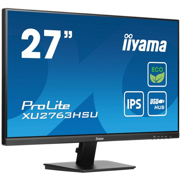 Iiyama ProLite XU2763HSU-B1 Monitor PC 68,6 cm [27] 1920 x 1080 Pixel Full HD LED Nero (iiyama PROLITE XU2763HSU-B1 27 inch IPS Monitor, Full HD, 3ms, USB Hub, HDMI, DisplayPort, Freesync, 100Hz, Speakers, Black, Internal PSU, VESA)Iiyama494857012377...