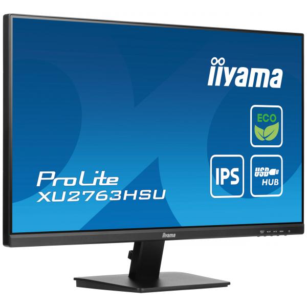 Iiyama ProLite XU2763HSU-B1 Monitor PC 68,6 cm [27] 1920 x 1080 Pixel Full HD LED Nero (iiyama PROLITE XU2763HSU-B1 27 inch IPS Monitor, Full HD, 3ms, USB Hub, HDMI, DisplayPort, Freesync, 100Hz, Speakers, Black, Internal PSU, VESA)Iiyama494857012377...