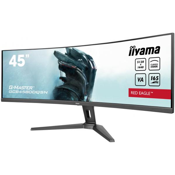 Iiyama G-MASTER RED EAGLE CURVED Monitor PC 114,3 cm [45] 5120 x 1440 Pixel Dual QHD LED Nero (iiyama G-MASTER Red Eagle GCB4580DQSN-B1 - Monitor a LED - gaming - curvato - 45 [44.5 visualizzabile] - 5120 x 1440 Dual Quad HD @ 165 Hz - VA - 450 cd/m?...