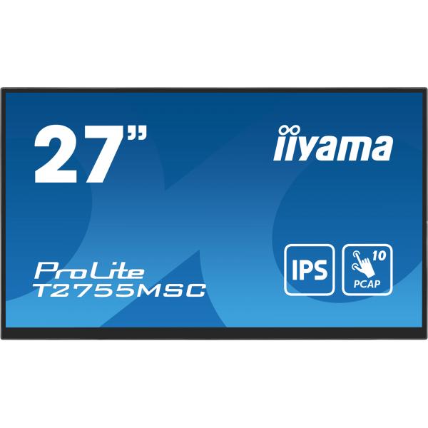 Iiyama ProLite T2755MSC-B1 Monitor PC 68,6 cm [27] 1920 x 1080 Pixel Full HD LED Touch screen Da tavolo Nero (27 IPS Bonded PCAP 10P, - 1920x1080,Flat Bezel Free - Glass Front, HDMI, DP, 360nit, USB Hub,Speakers,Bookstand - Warranty: 36M)Iiyama494857...