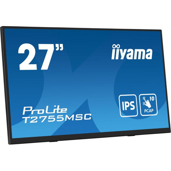 Iiyama ProLite T2755MSC-B1 Monitor PC 68,6 cm [27] 1920 x 1080 Pixel Full HD LED Touch screen Da tavolo Nero (27 ProLite T2755MSC-B1 Touch Monitor - 27 Optical Bonded PCAP 10pt touchscreen monitor with IPS panel technology edge-to-edge glass design a...